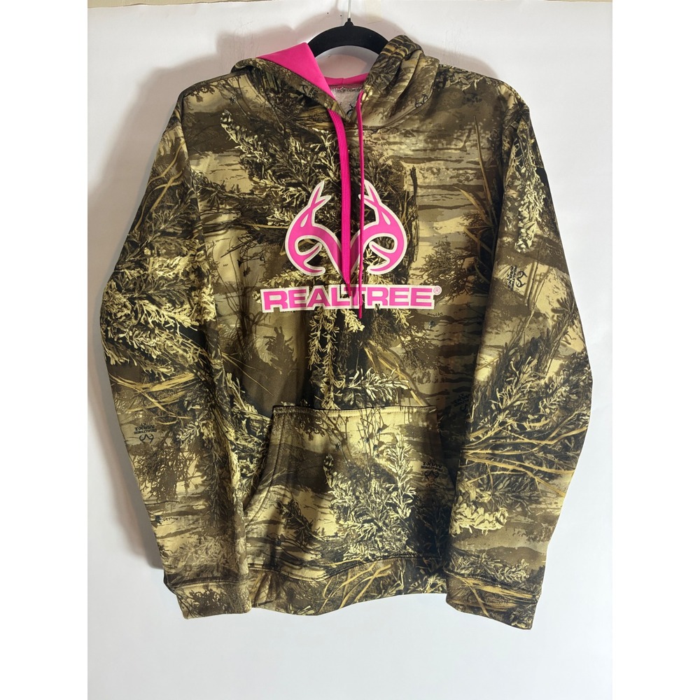 Realtree Camo Hoodie Pink Logo Camouflage Sweatshirt Max-1 XT Large 12-14